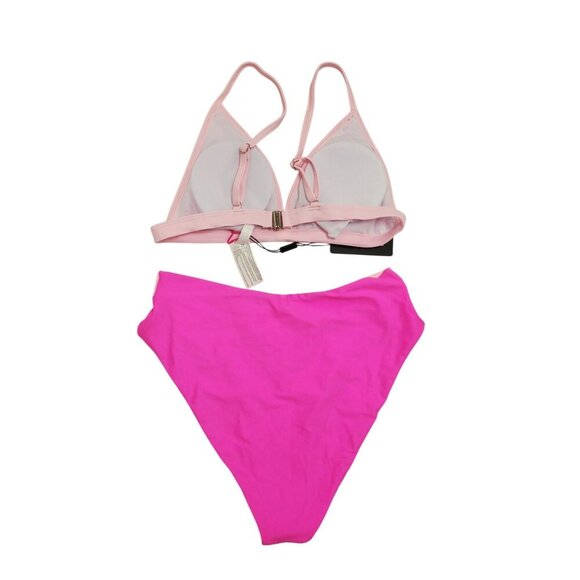 Two-Piece Pink Light Pink Bikini Swimwear Set Adjustable Triangle Top Size S - Picture 2 of 6